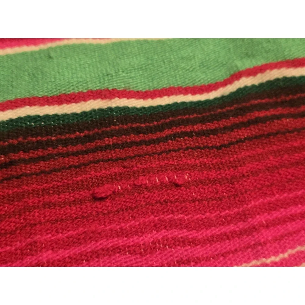 Vintage Mexican Sarape Blanket Rainbow Saltillo Stripe Blanket Throw 80x45